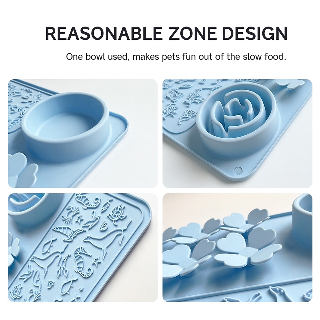 Multifunctional Pet Slow-Feeding Mat — Food-Grade Silicone, Anti-Slip | Easy-Clean, Dishwasher-Safe | 425×285×7mm