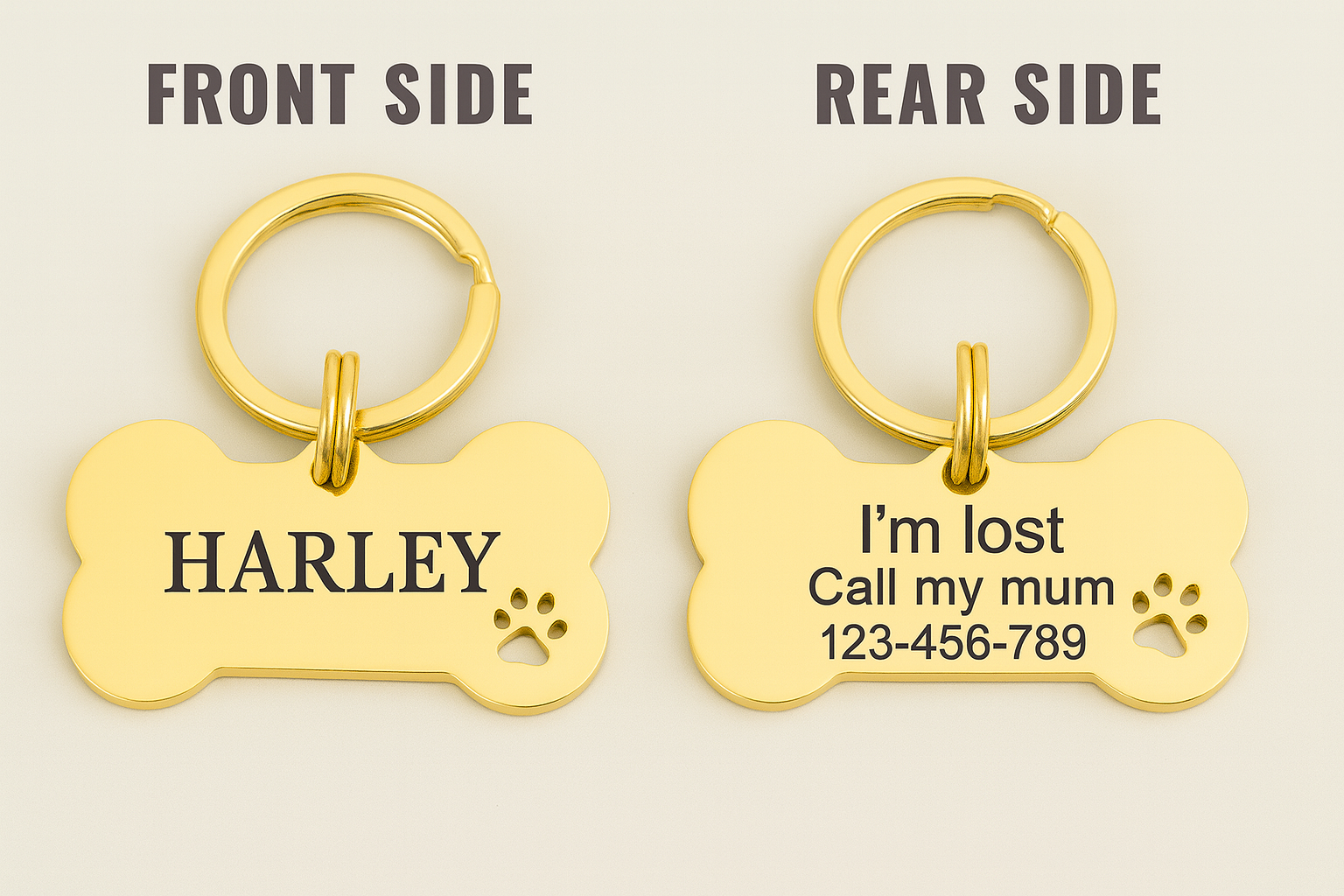 Personalized Laser-Engraved Pet Tag — Bone & Round Shapes | Custom Name & Phone | Durable Alloy, Anti-Rust Finish
