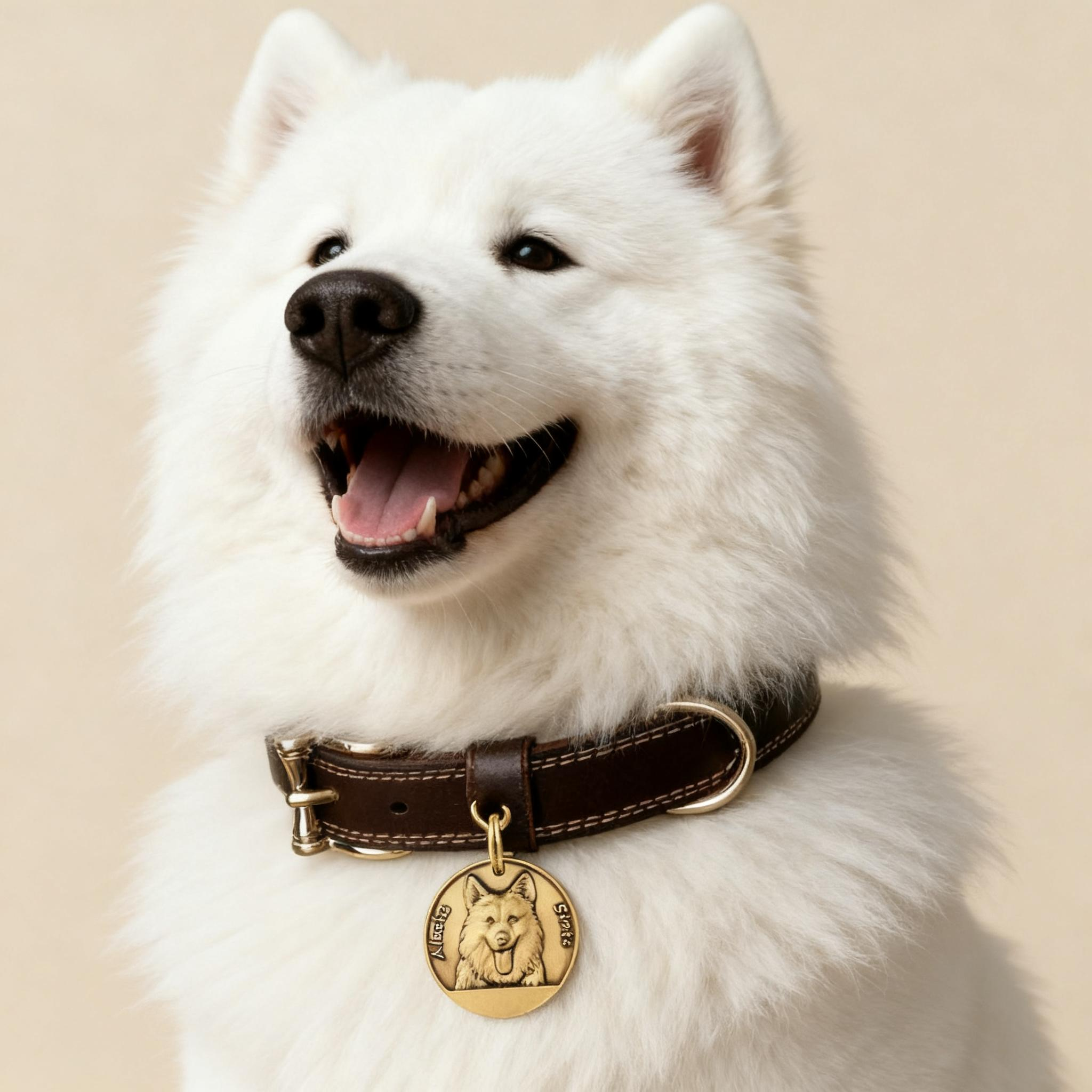 Heritage Leather Dog Collar with Medal Tag  (XS–L)