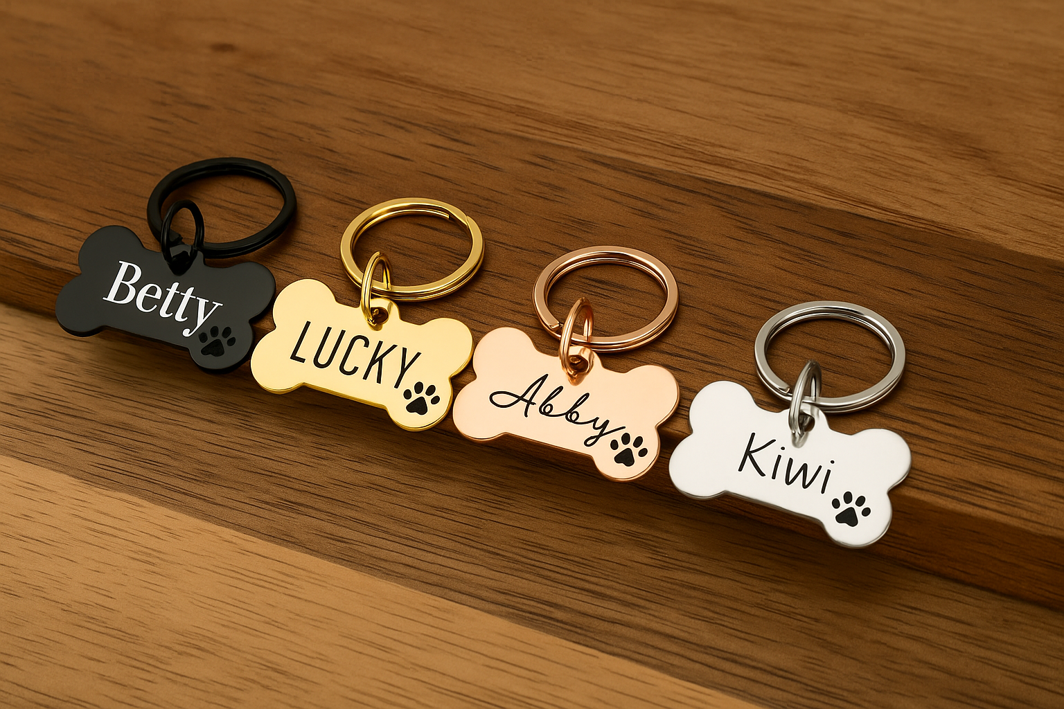 Personalized Laser-Engraved Pet Tag — Bone & Round Shapes | Custom Name & Phone | Durable Alloy, Anti-Rust Finish