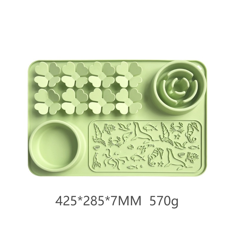 Multifunctional Pet Slow-Feeding Mat — Food-Grade Silicone, Anti-Slip | Easy-Clean, Dishwasher-Safe | 425×285×7mm