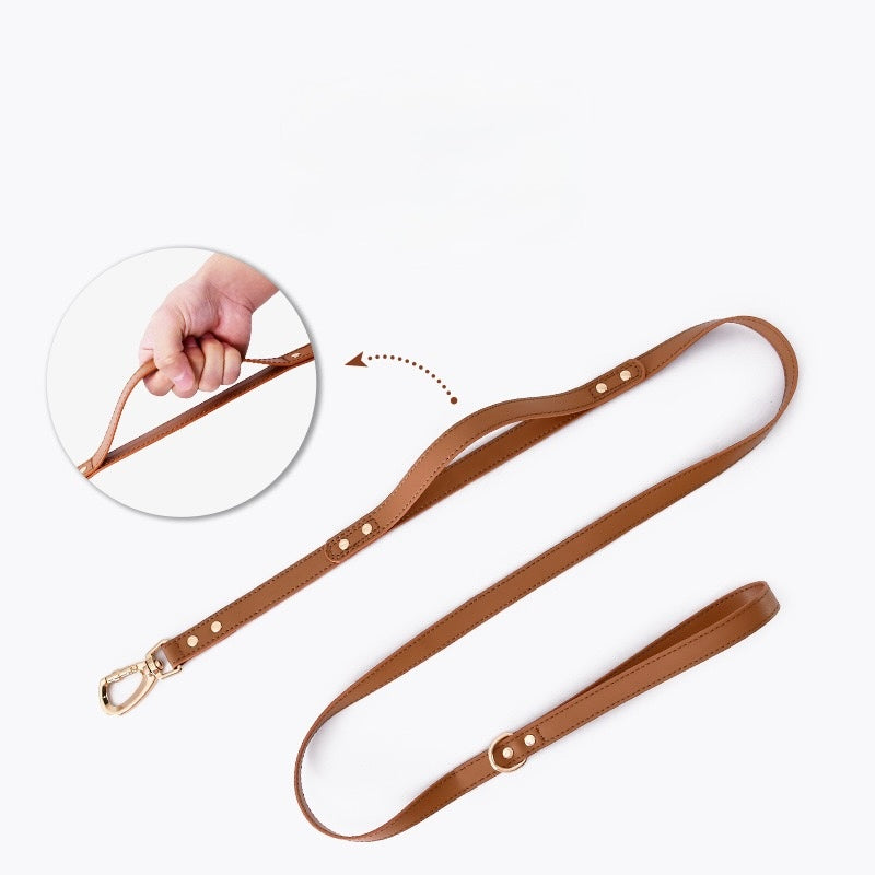 Urban Leather Walk Set (Harness + Leash) | Water-Resistant Coating, Easy-Clean, Reflect Accents(S-L)