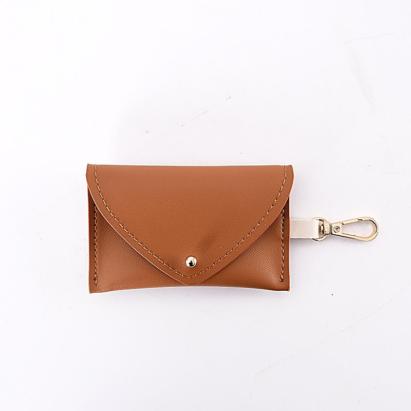 Classic Leather Poop Bag Holder — Snap Closure, Compact & Stylish