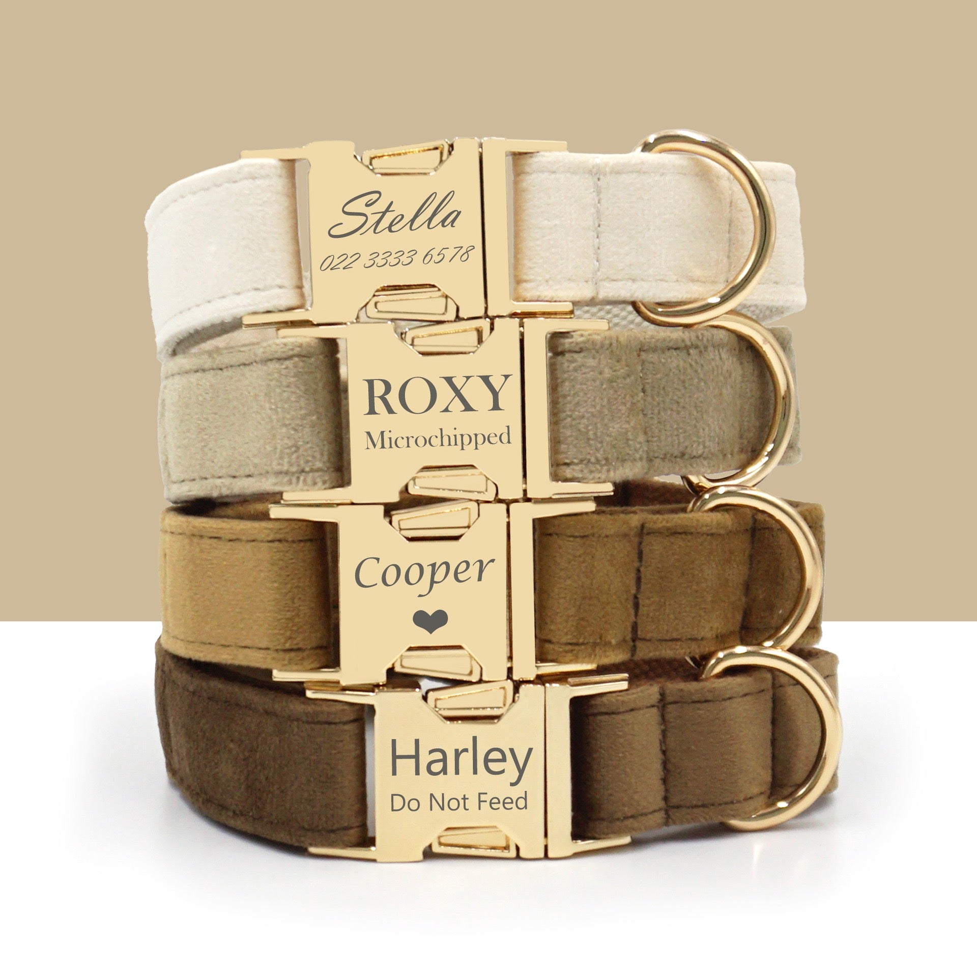 Fabric Dog Collar — Velvet Weave | Engravable Metal Buckle, Quick‑Release (XS-XL)