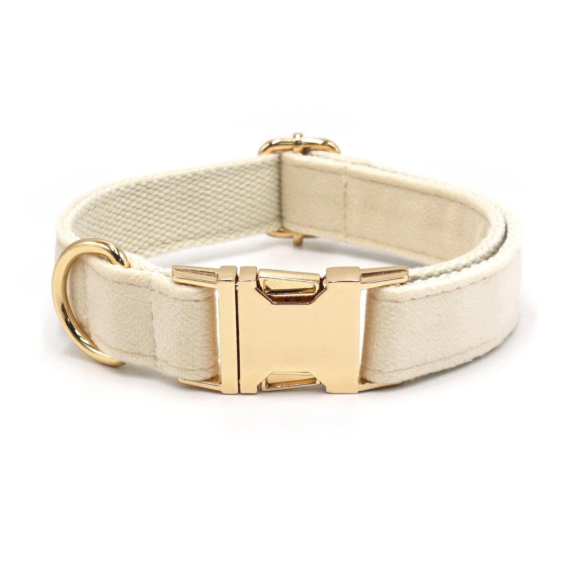 Fabric Dog Collar — Velvet Weave | Engravable Metal Buckle, Quick‑Release (XS-XL)