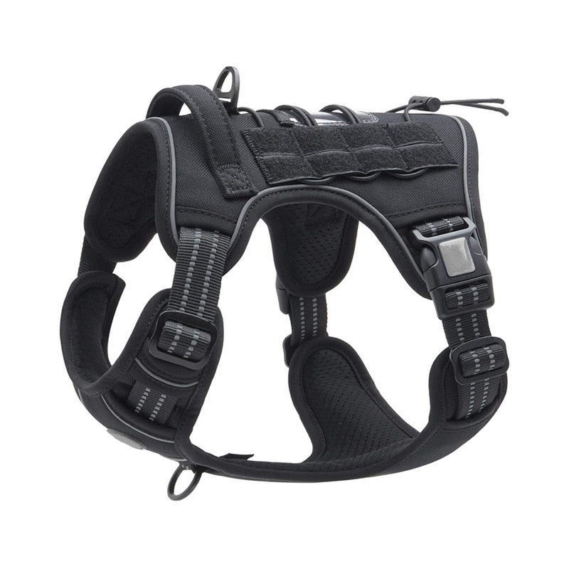 Tactical Training Dog Harness | No-Pull Front & Back Leash Points, Grab Handle, Breathable Padding (S–XL)