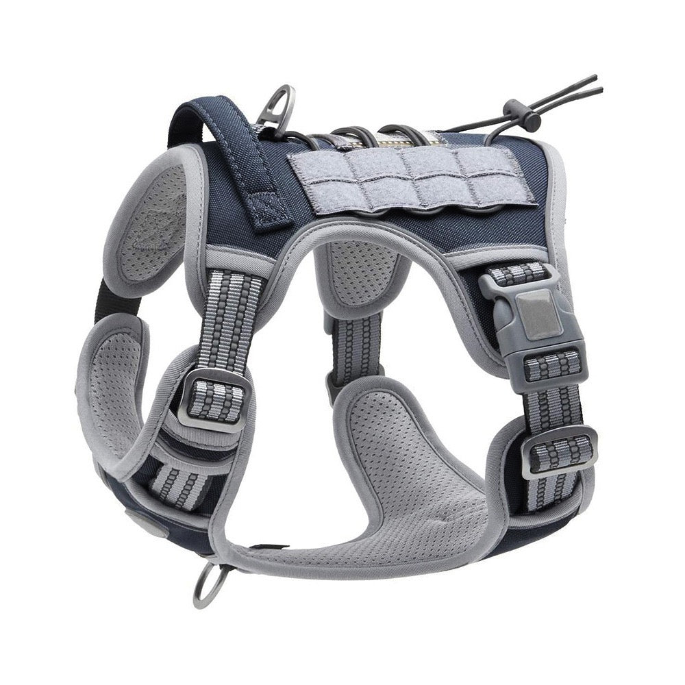 Tactical Training Dog Harness | No-Pull Front & Back Leash Points, Grab Handle, Breathable Padding (S–XL)