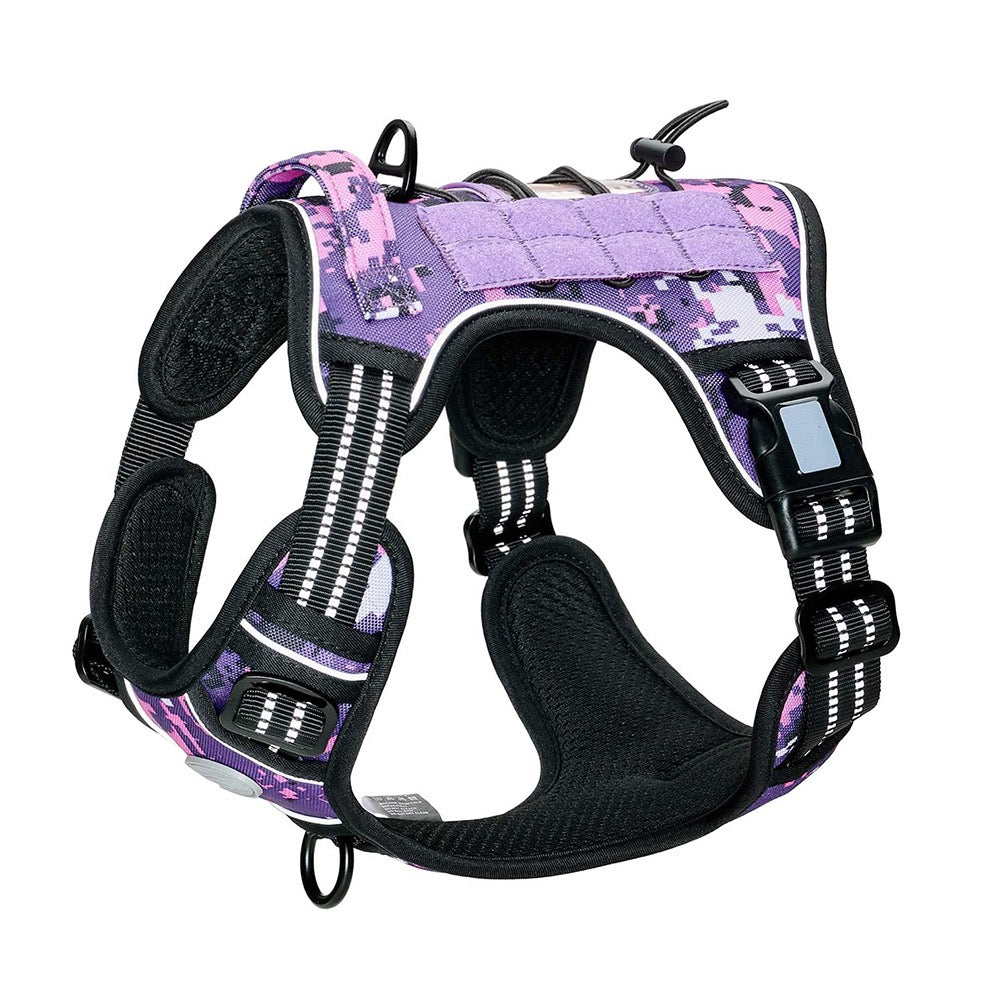Tactical Training Dog Harness | No-Pull Front & Back Leash Points, Grab Handle, Breathable Padding (S–XL)