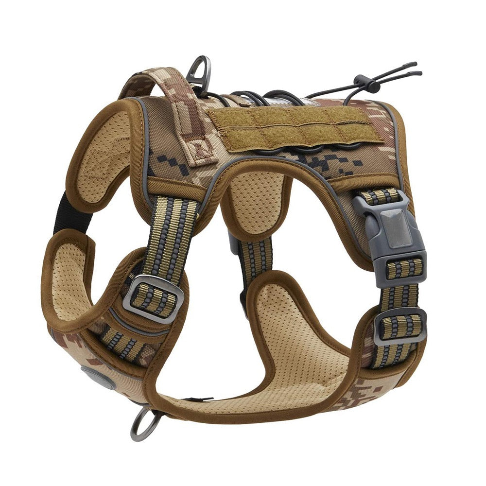 Tactical Training Dog Harness | No-Pull Front & Back Leash Points, Grab Handle, Breathable Padding (S–XL)