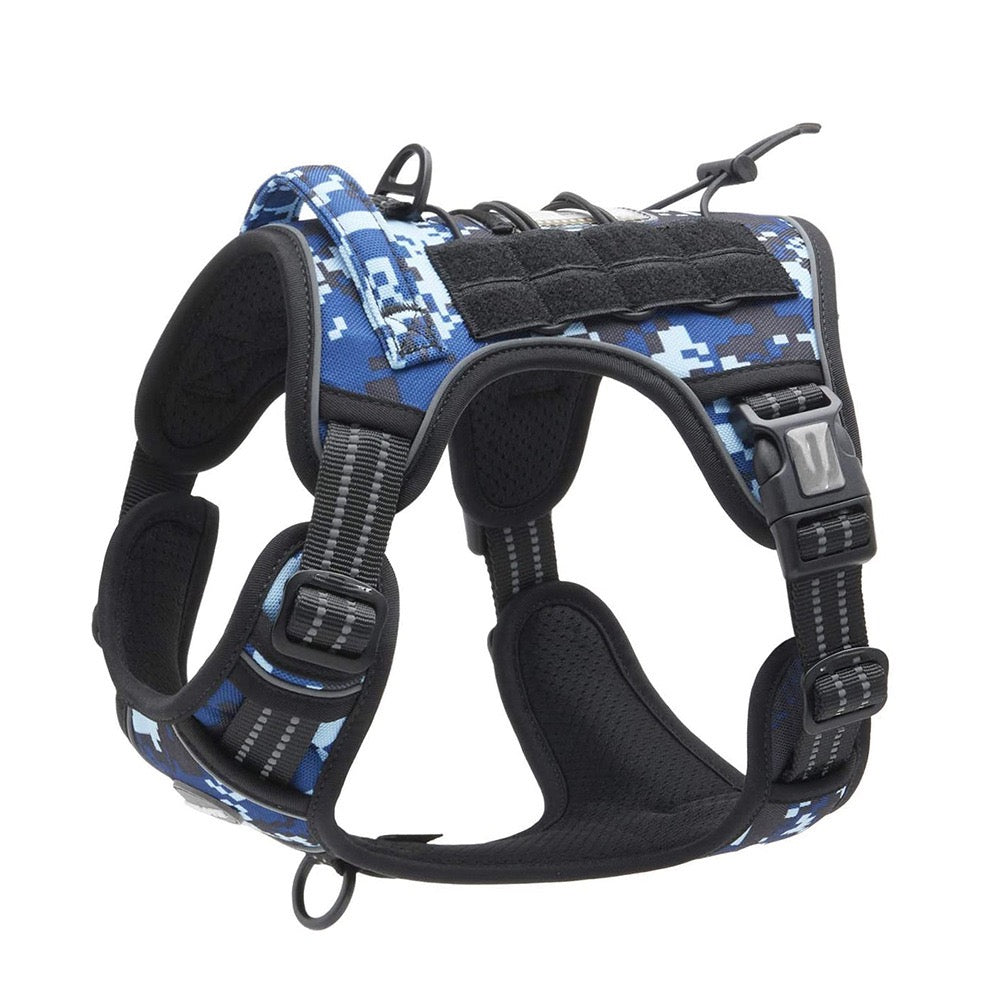 Tactical Training Dog Harness | No-Pull Front & Back Leash Points, Grab Handle, Breathable Padding (S–XL)