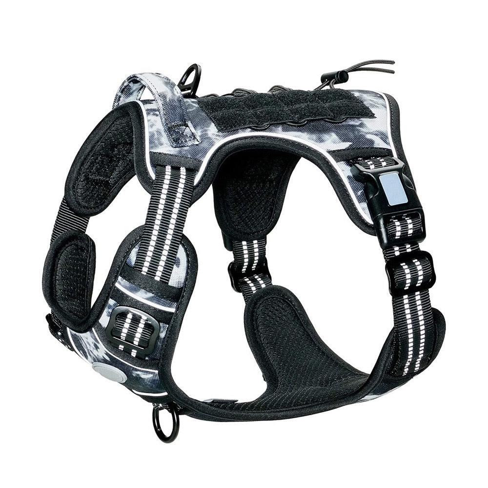 Tactical Training Dog Harness | No-Pull Front & Back Leash Points, Grab Handle, Breathable Padding (S–XL)