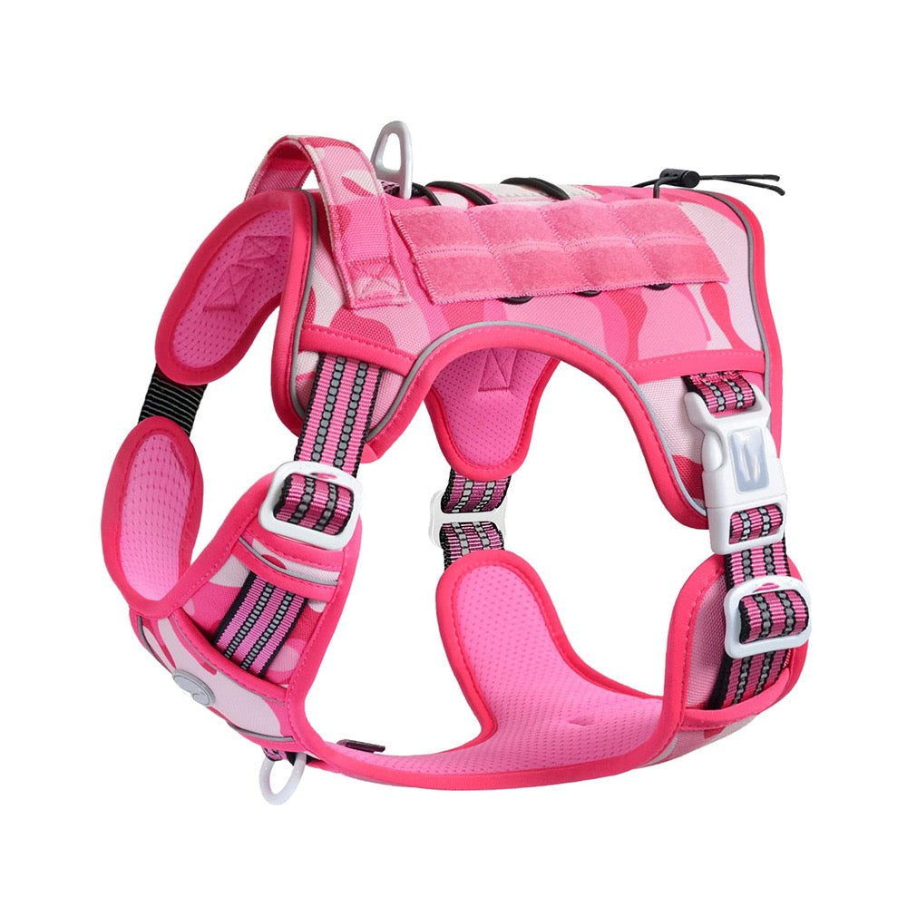 Tactical Training Dog Harness | No-Pull Front & Back Leash Points, Grab Handle, Breathable Padding (S–XL)