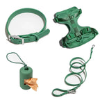 Waterproof PVC Walk Set — 4‑Piece (Harness + Leash + Collar + Waste-Bag Holder)  | Odor-Resistant, Easy-Clean, Anti-Slip Grip(XS–L)