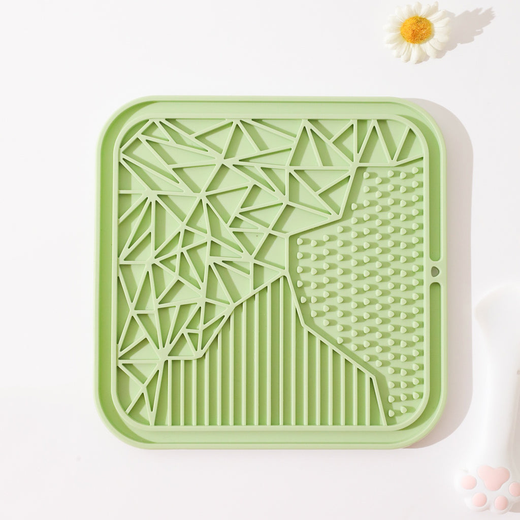 Silicone Lick Mat — Textured Slow-Feeding Tray with Strong Suction (Square, 20×20 cm)