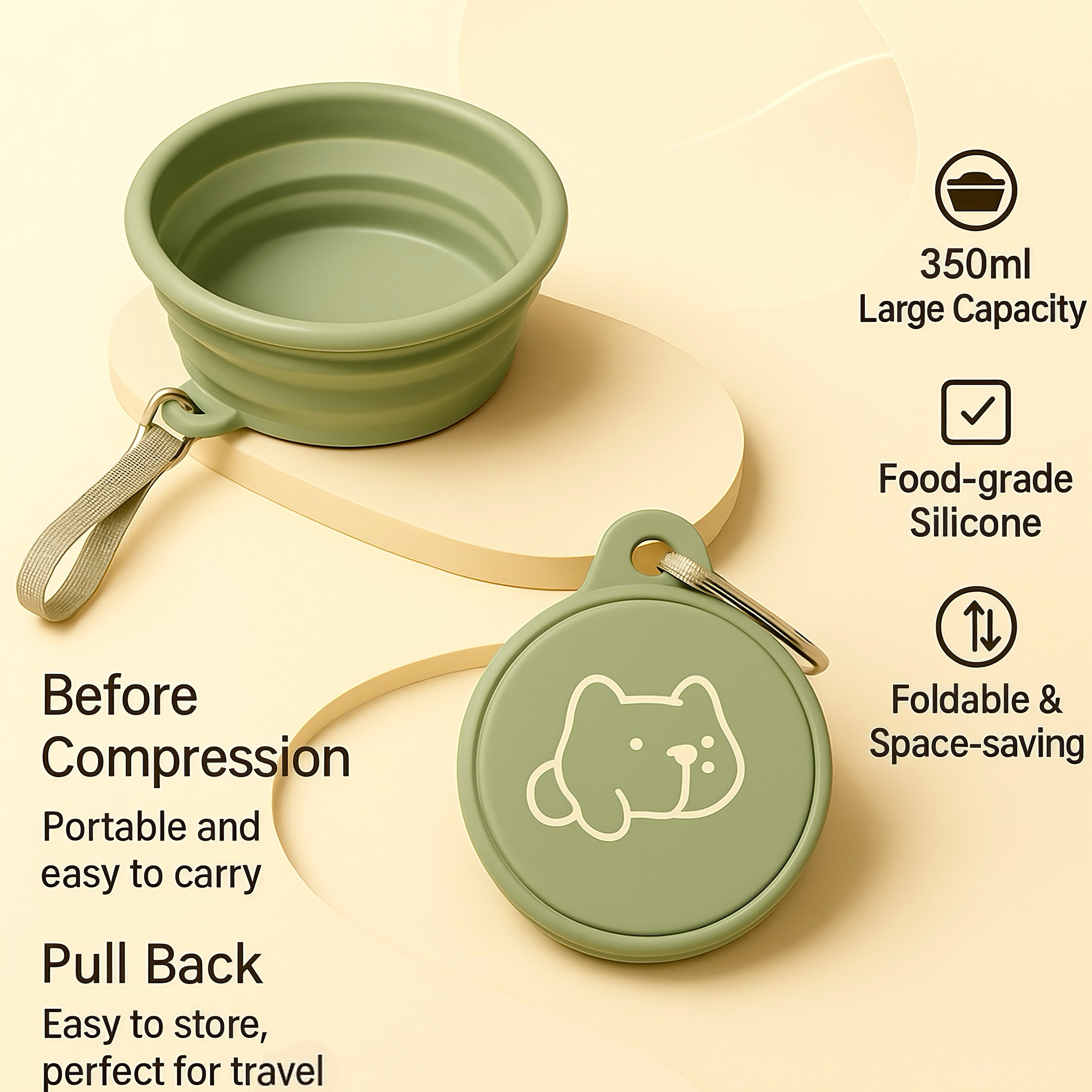 Collapsible Pet Travel Bowl (350/650ml)