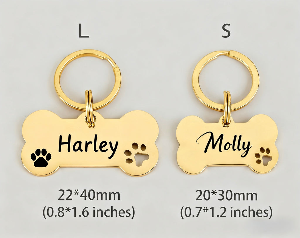 Personalized Laser-Engraved Pet Tag — Bone & Round Shapes | Custom Name & Phone | Durable Alloy, Anti-Rust Finish