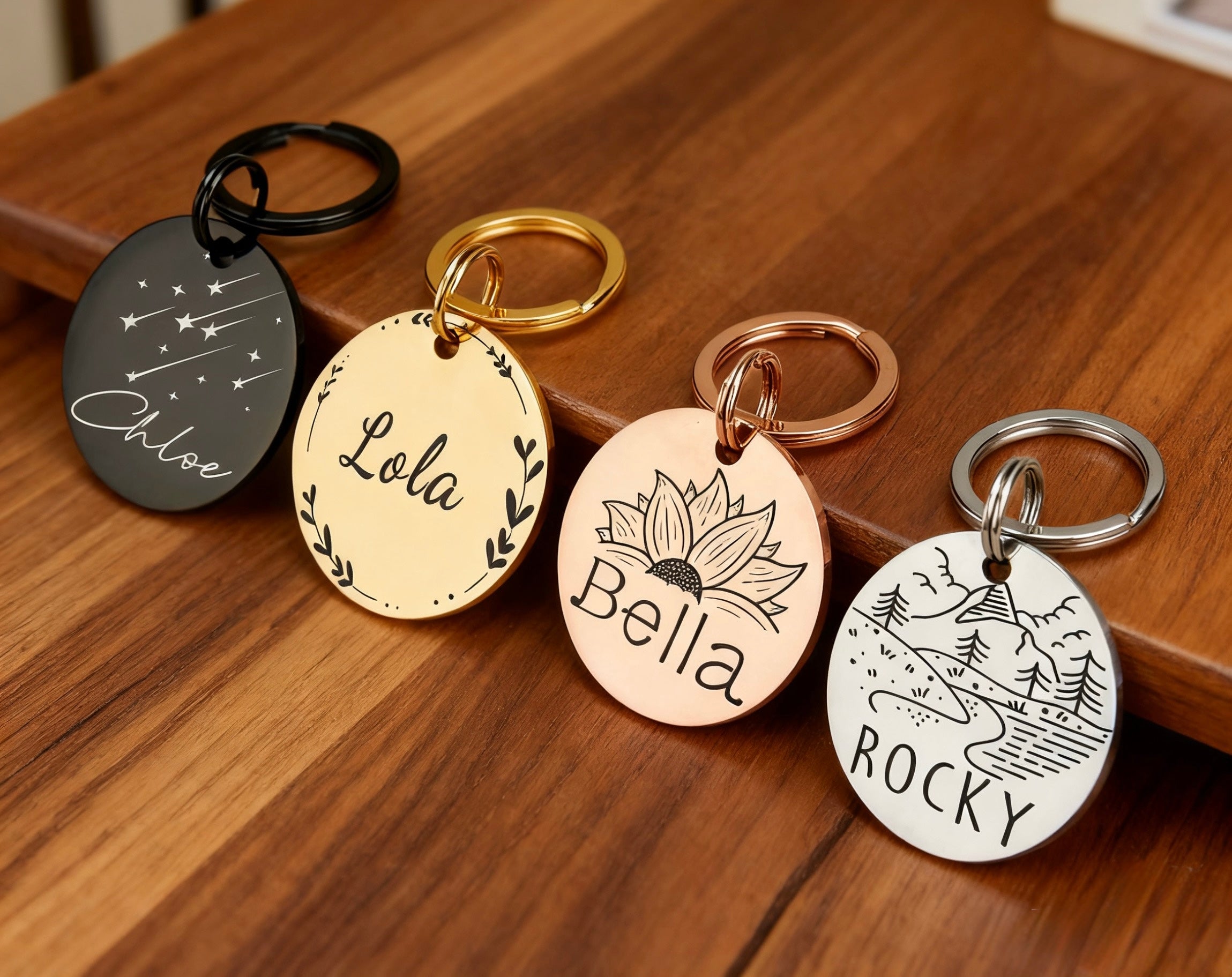 Personalized Laser-Engraved Pet Tag — Bone & Round Shapes | Custom Name & Phone | Durable Alloy, Anti-Rust Finish