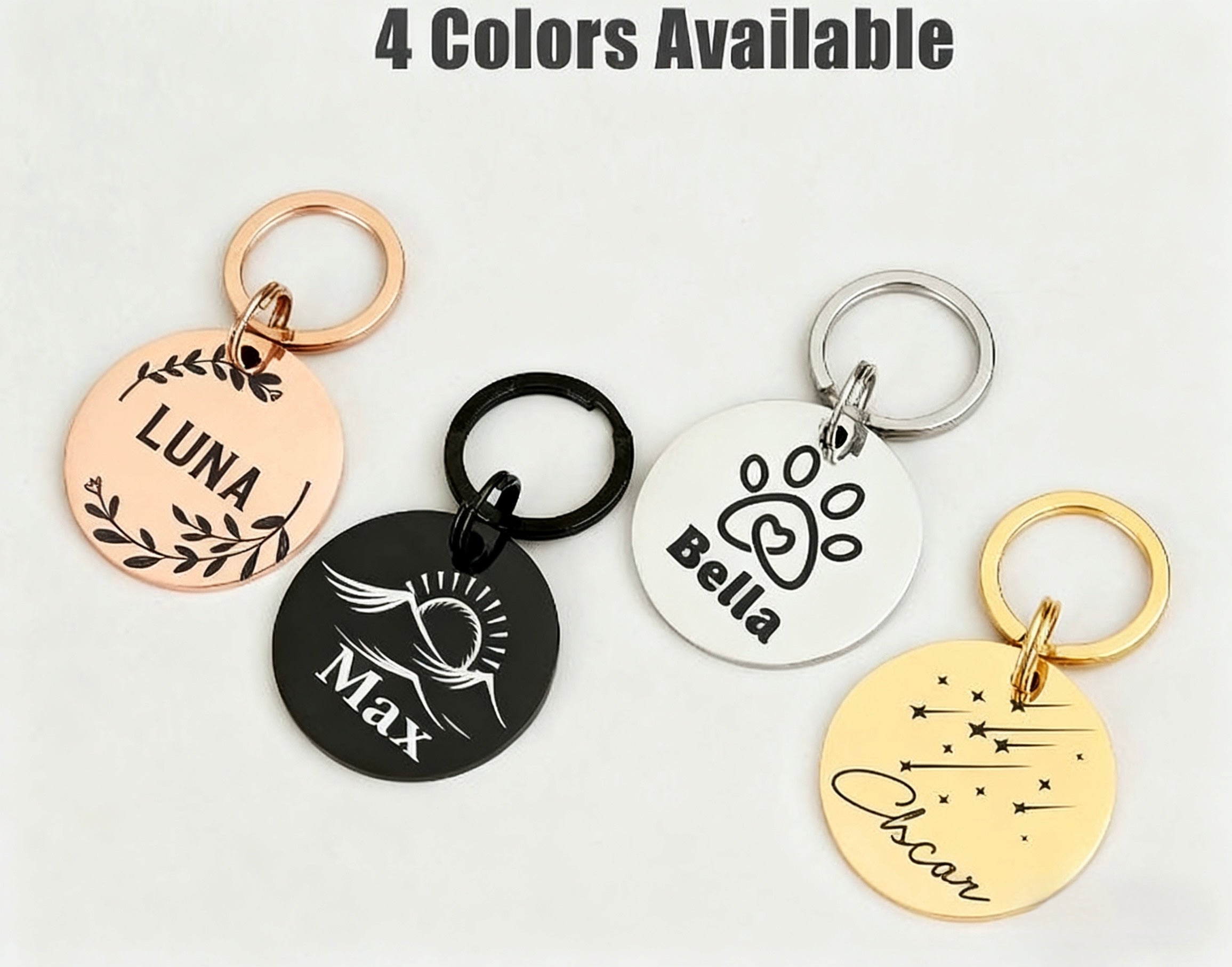 Personalized Laser-Engraved Pet Tag — Bone & Round Shapes | Custom Name & Phone | Durable Alloy, Anti-Rust Finish