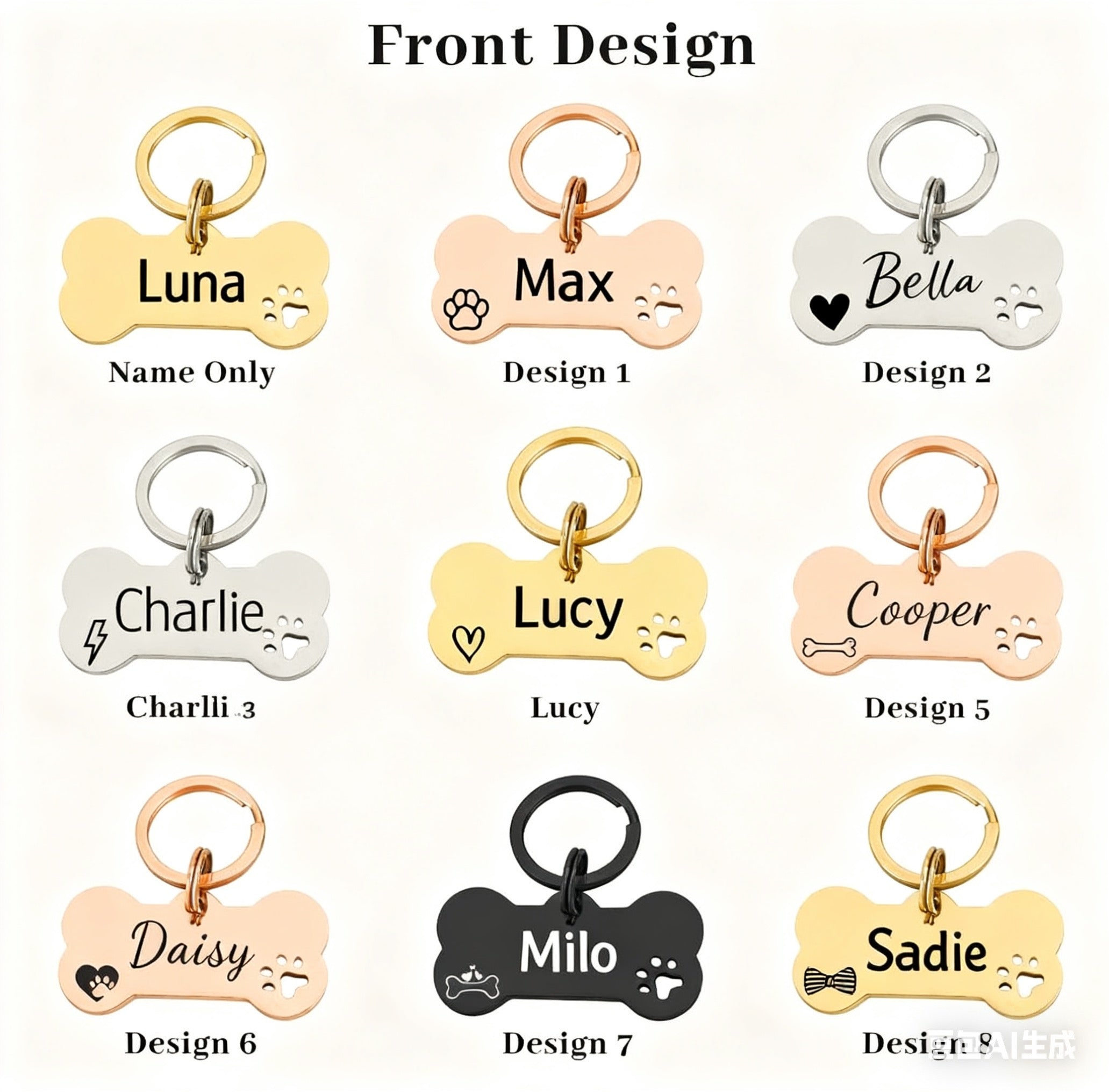 Personalized Laser-Engraved Pet Tag — Bone & Round Shapes | Custom Name & Phone | Durable Alloy, Anti-Rust Finish