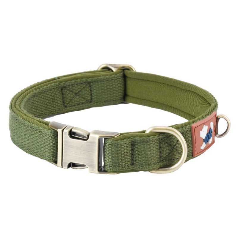 Lightweight Breathable Collar — Metal Buckle (Engravable) | Soft Lined Polyester Webbing (S–L)