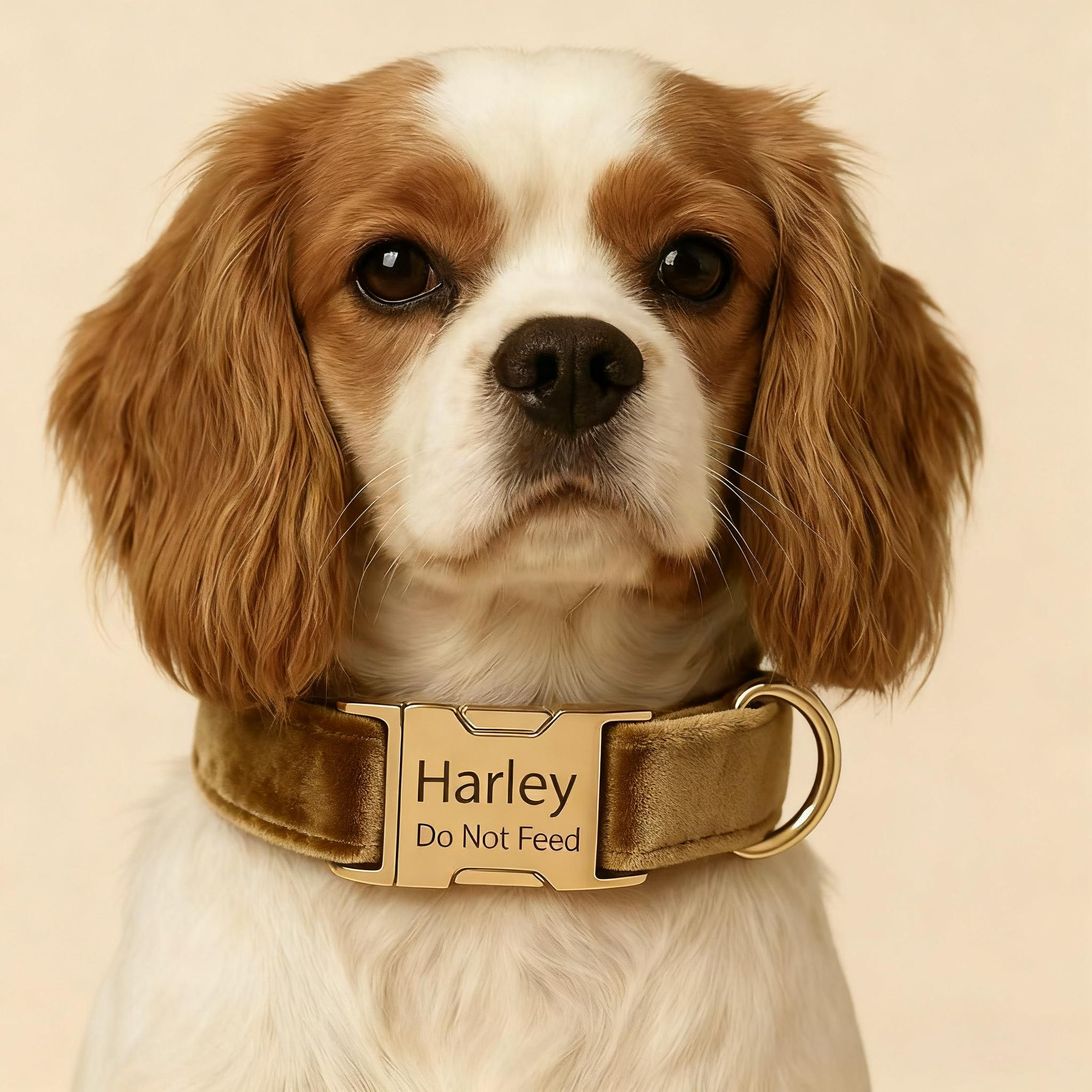Fabric Dog Collar — Velvet Weave | Engravable Metal Buckle, Quick‑Release (XS-XL)