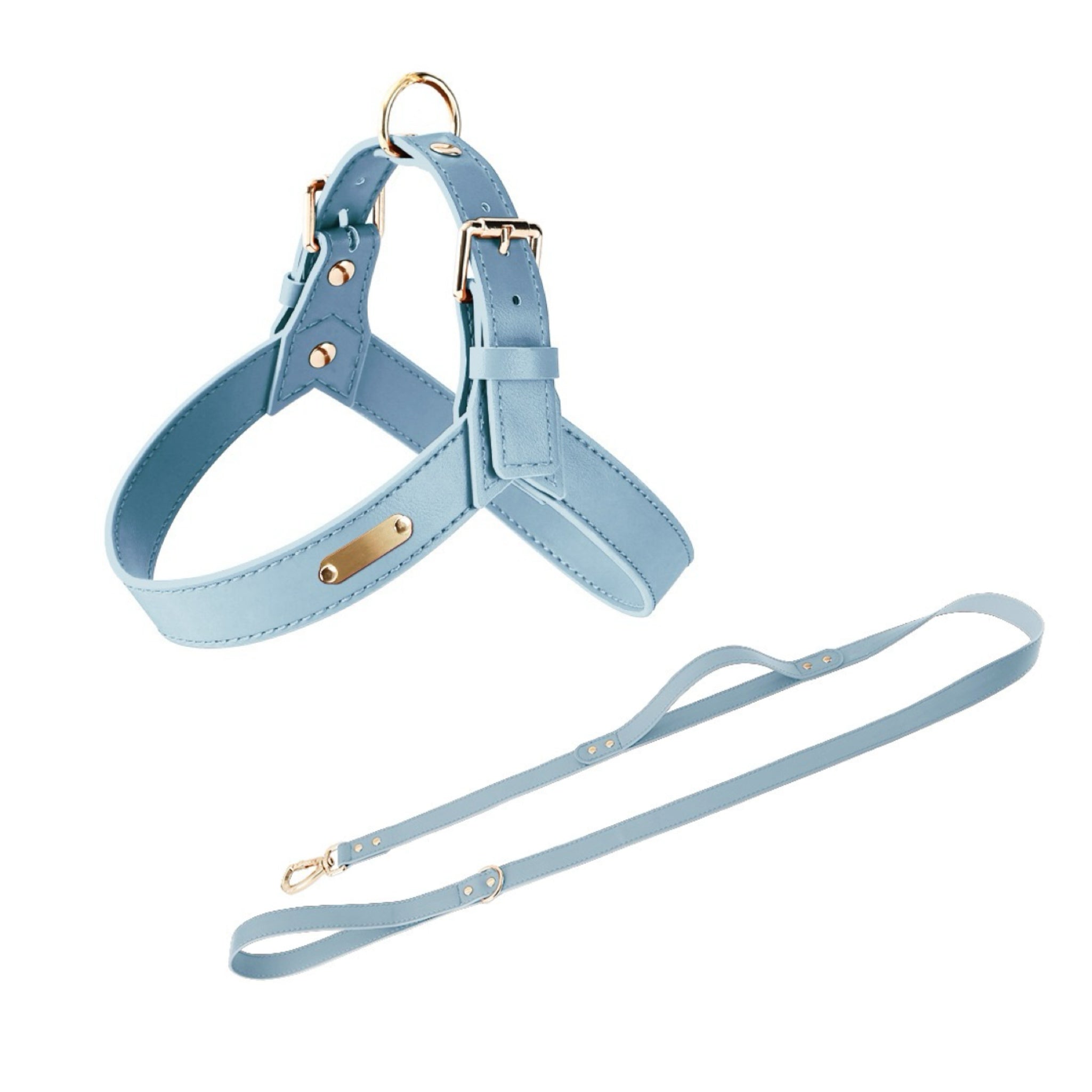 Urban Leather Walk Set (Harness + Leash) | Water-Resistant Coating, Easy-Clean, Reflect Accents(S-L)