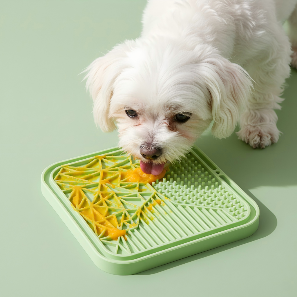 Silicone Lick Mat — Textured Slow-Feeding Tray with Strong Suction (Square, 20×20 cm)